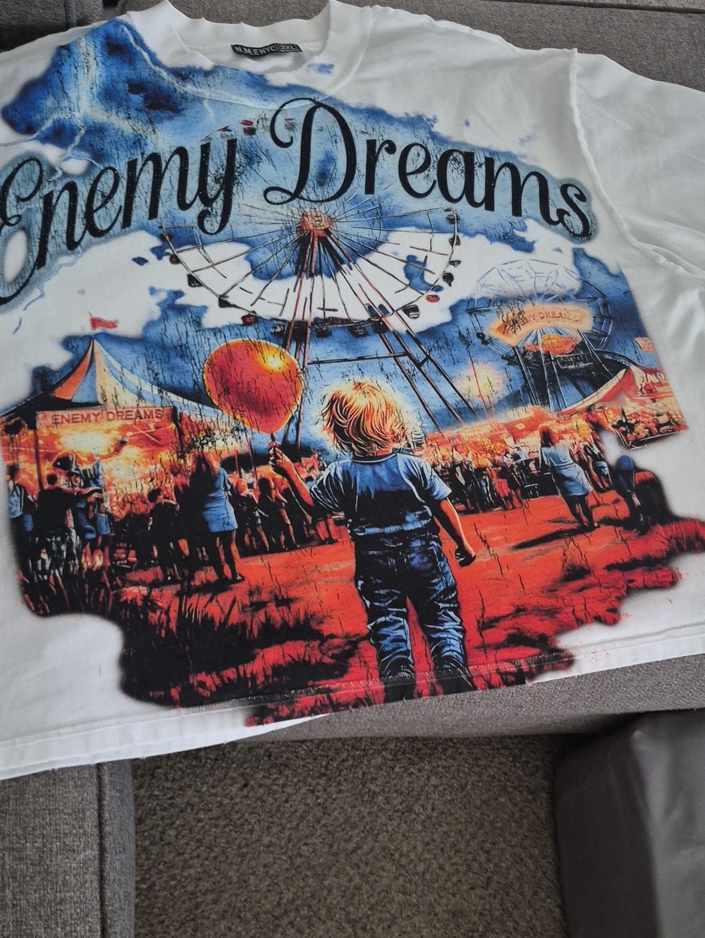 'Enemy Dreams' White Graphic Short Sleeve Tee
